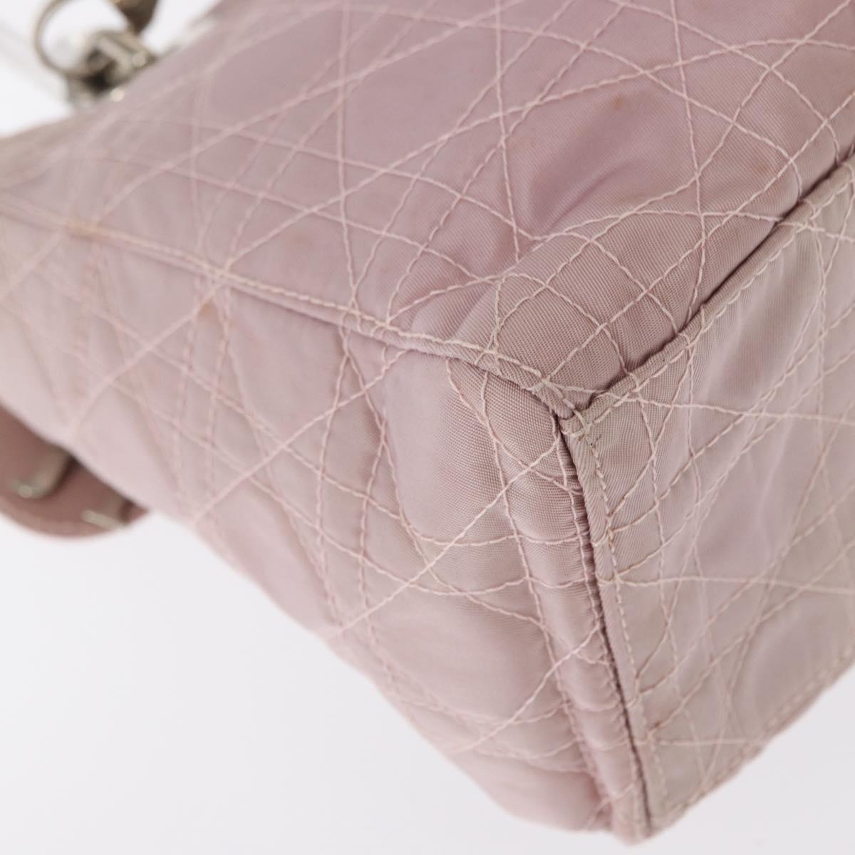 Christian Dior Canage Hand Bag Nylon 2way Pink Silver Auth bs31183