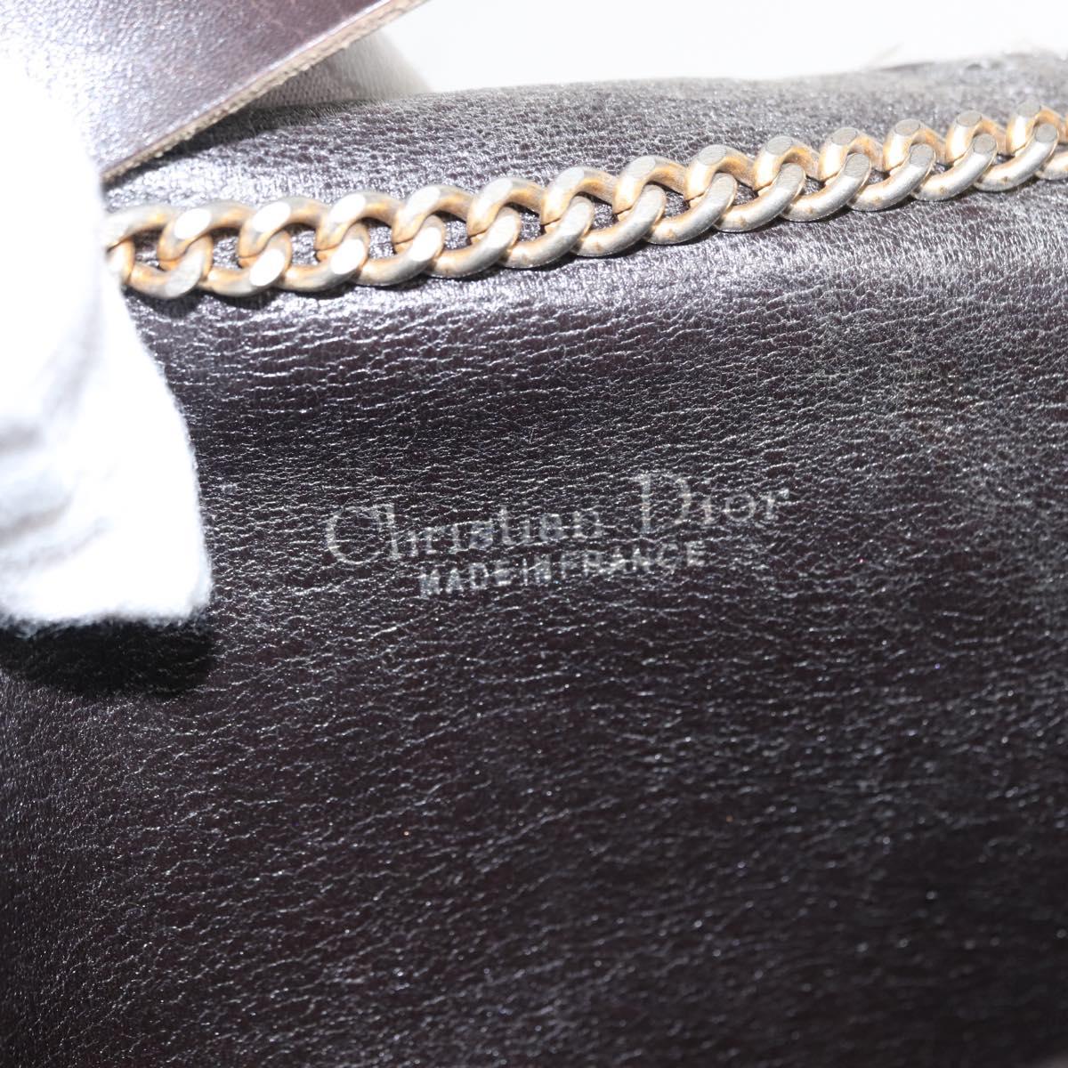 Christian Dior Trotter Canvas Chain Shoulder Bag Brown Gold Auth bs31184