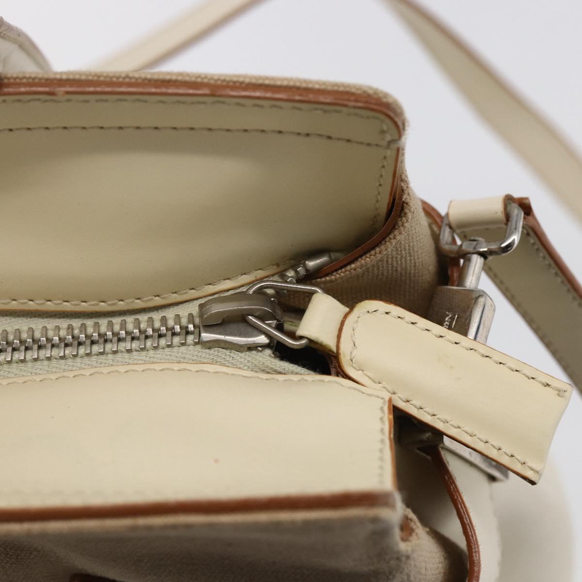 Salvatore Ferragamo Gancini Tote Bag Canvas 2way Beige Silver Auth bs31186