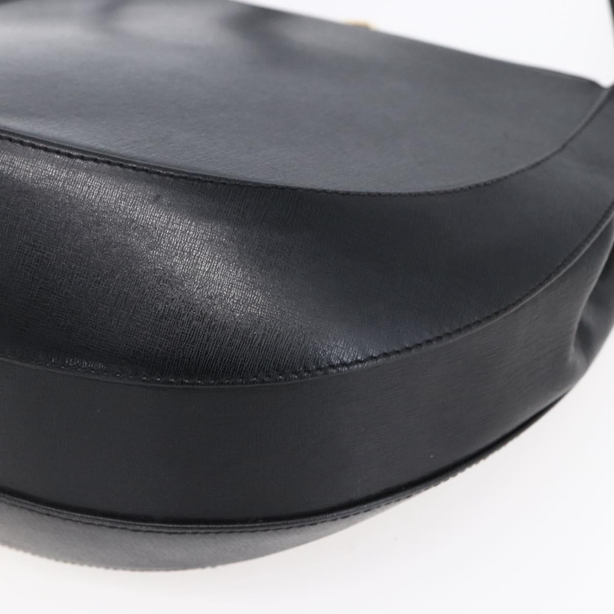 Salvatore Ferragamo Shoulder Bag Leather Black Gold Auth bs31188