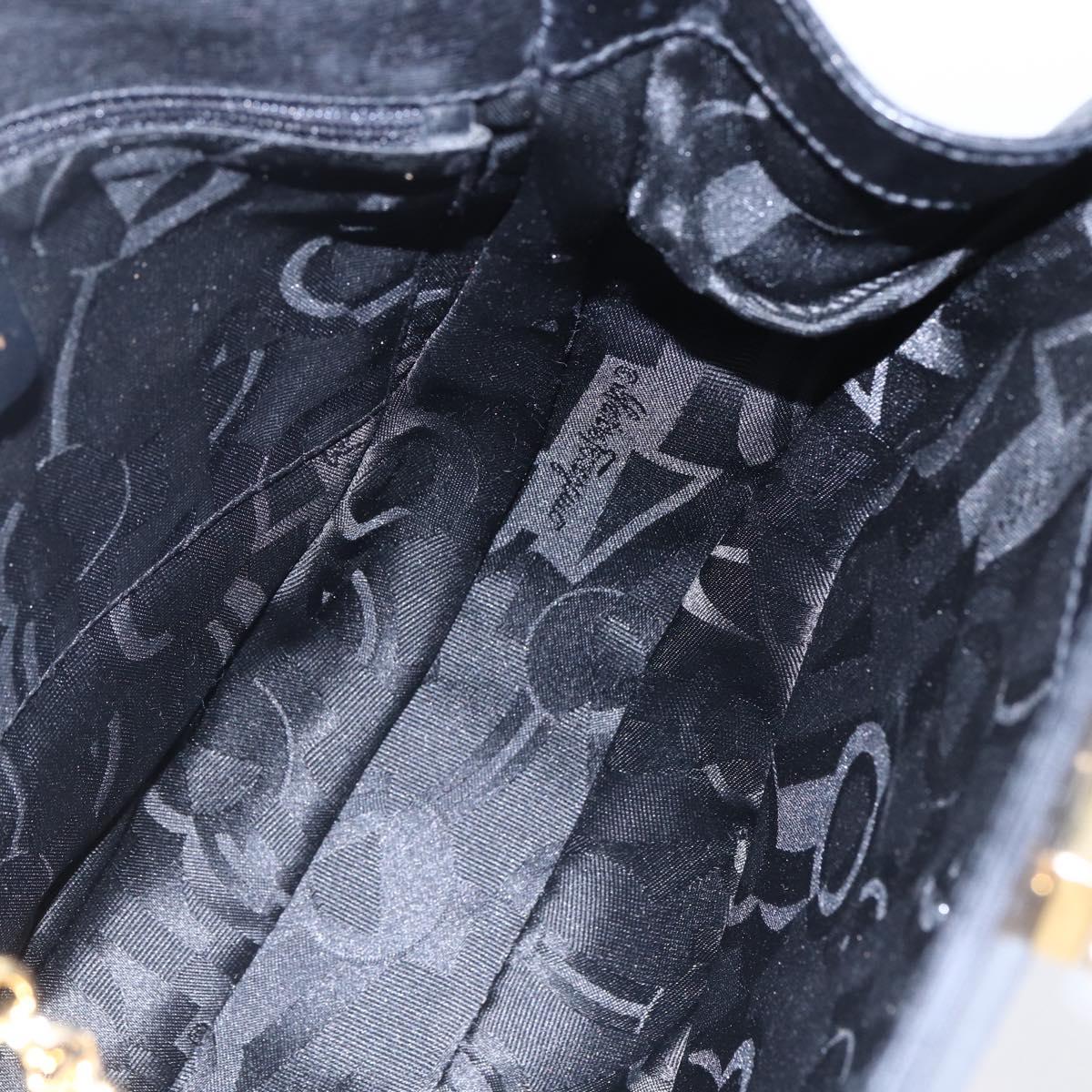 Salvatore Ferragamo Shoulder Bag Leather Black Gold Auth bs31188