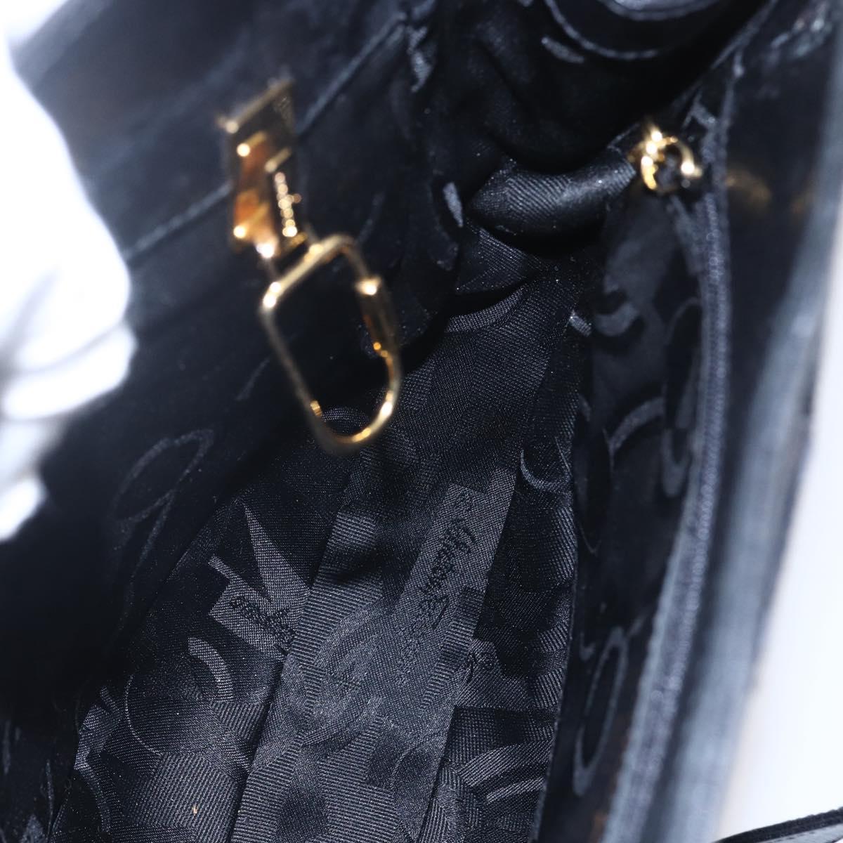 Salvatore Ferragamo Shoulder Bag Leather Black Gold Auth bs31188