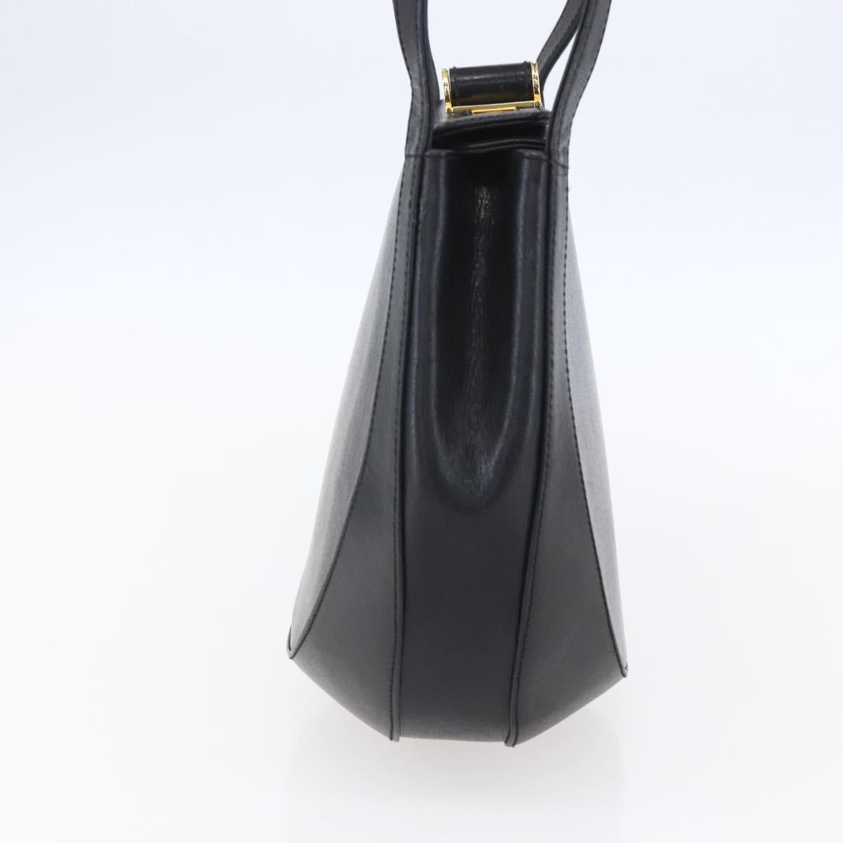 Salvatore Ferragamo Shoulder Bag Leather Black Gold Auth bs31188