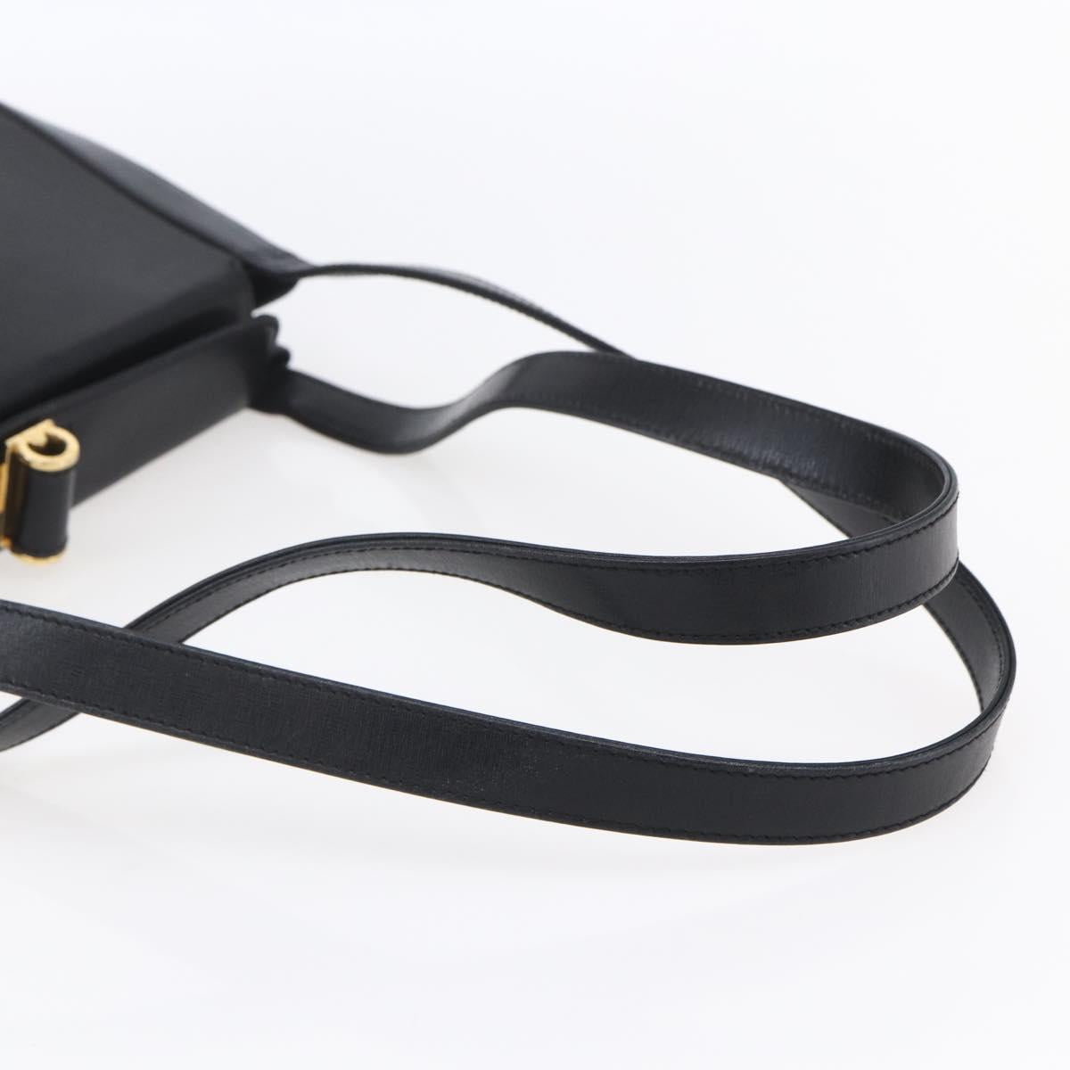 Salvatore Ferragamo Shoulder Bag Leather Black Gold Auth bs31188