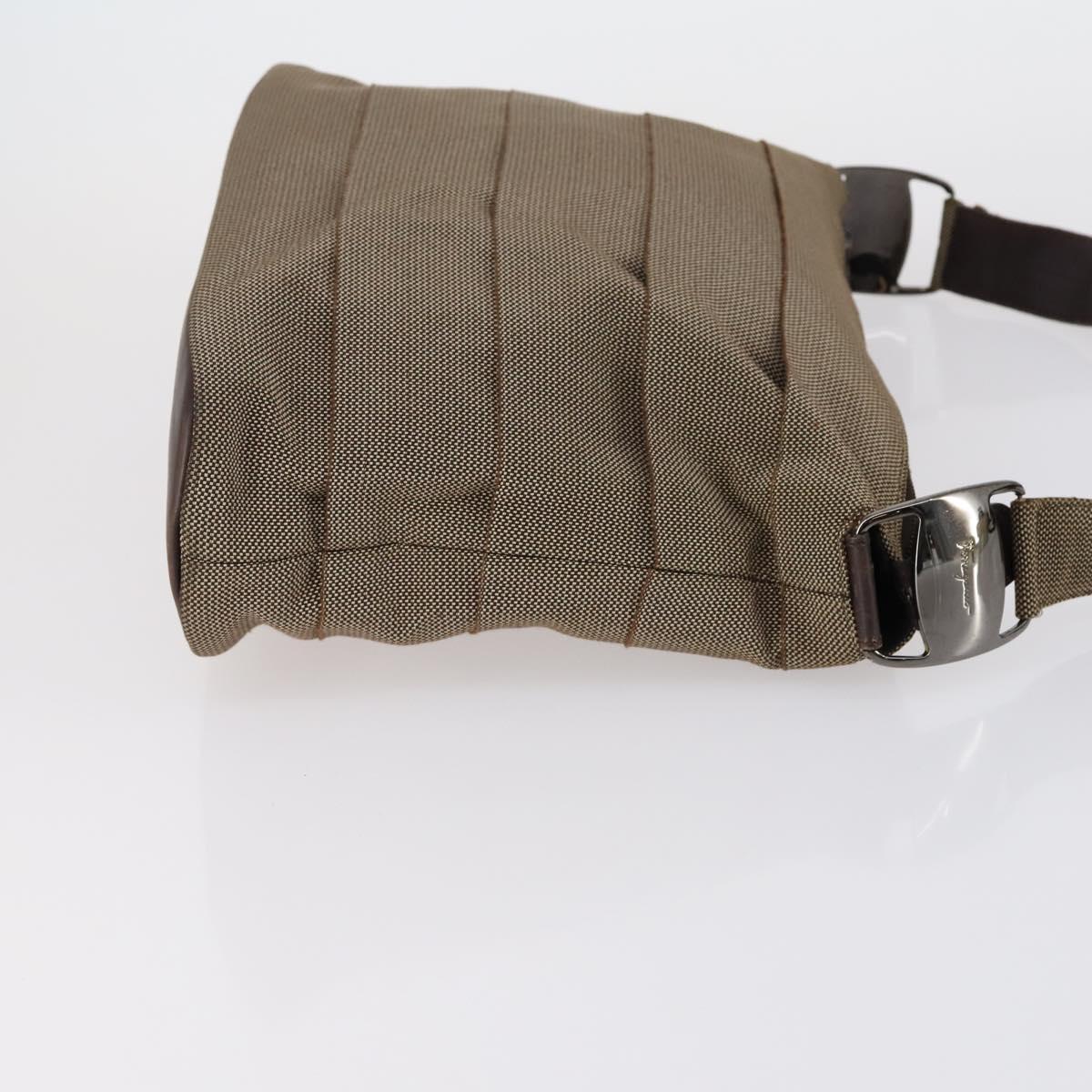 Salvatore Ferragamo Shoulder Bag Leather Canvas 2 Set Black Beige Auth bs31189