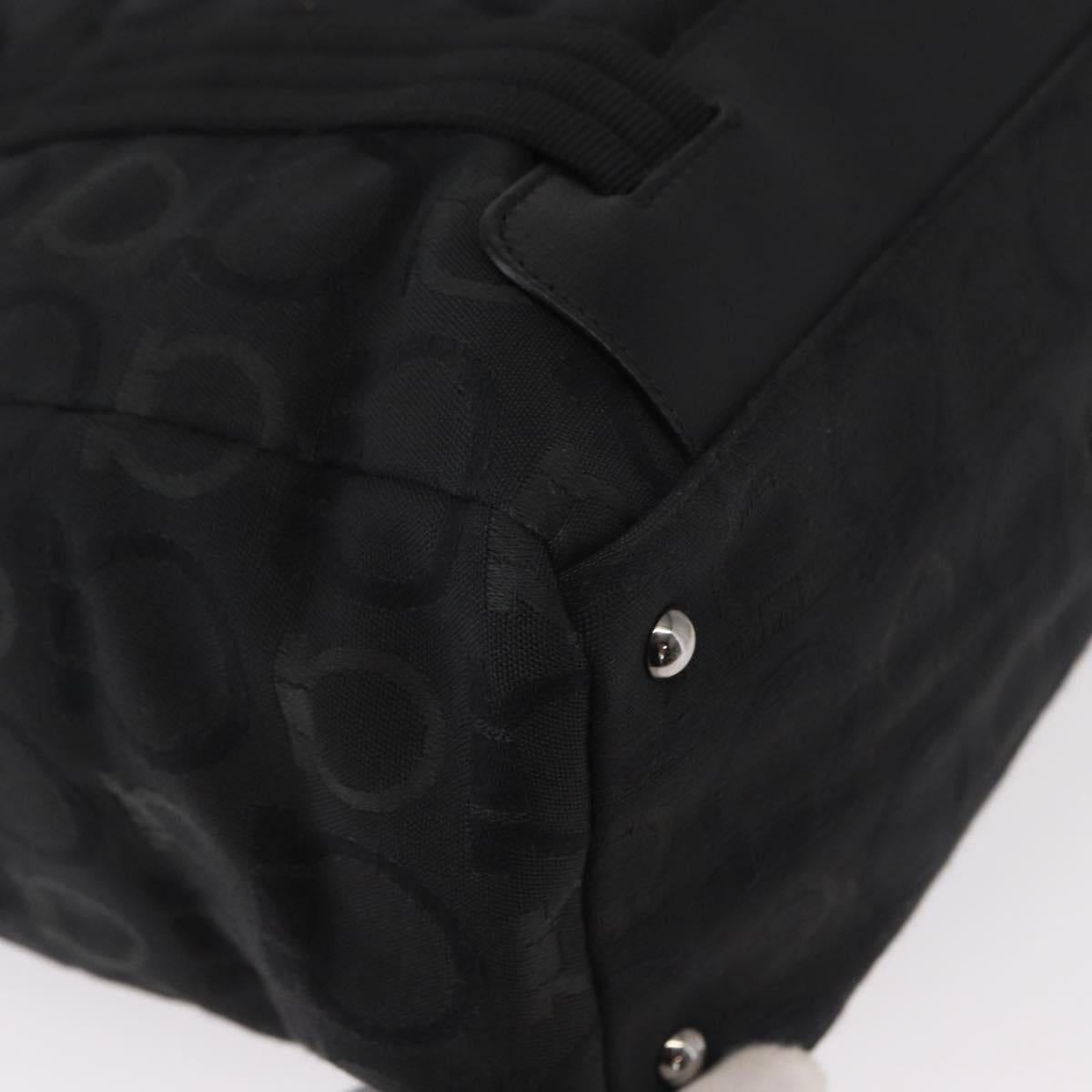 Salvatore Ferragamo Gancini Tote Bag Canvas Black Silver Auth bs31190