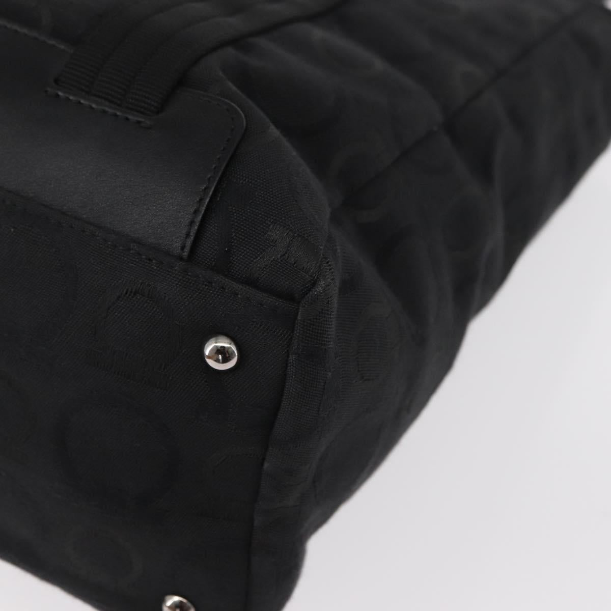 Salvatore Ferragamo Gancini Tote Bag Canvas Black Silver Auth bs31190