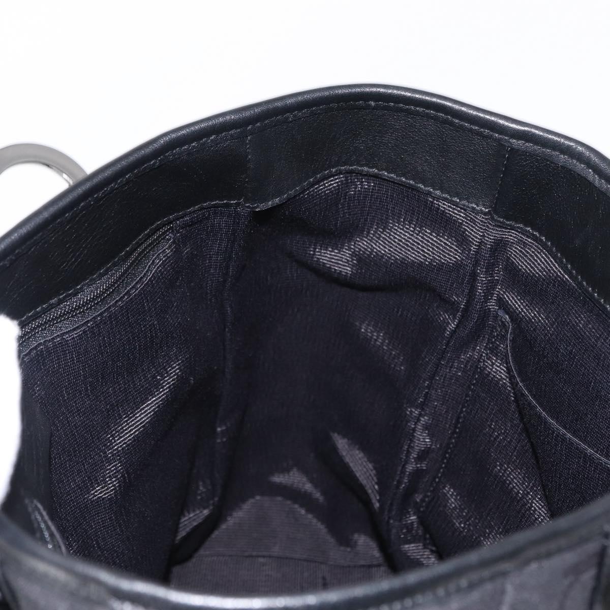 Salvatore Ferragamo Gancini Tote Bag Canvas Black Silver Auth bs31190