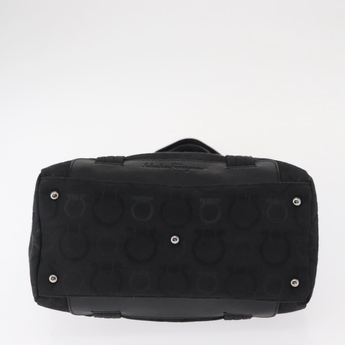 Salvatore Ferragamo Gancini Tote Bag Canvas Black Silver Auth bs31190