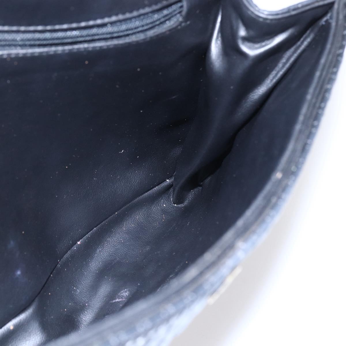 BALLY Chain Shoulder Bag Leather Black Gold Auth bs31195