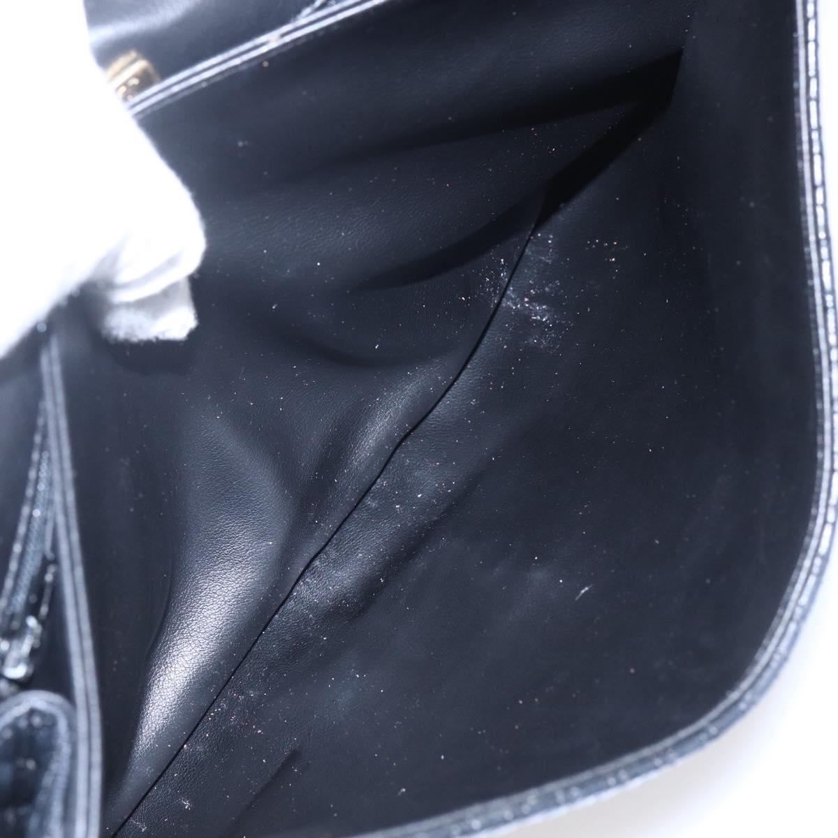 BALLY Chain Shoulder Bag Leather Black Gold Auth bs31195