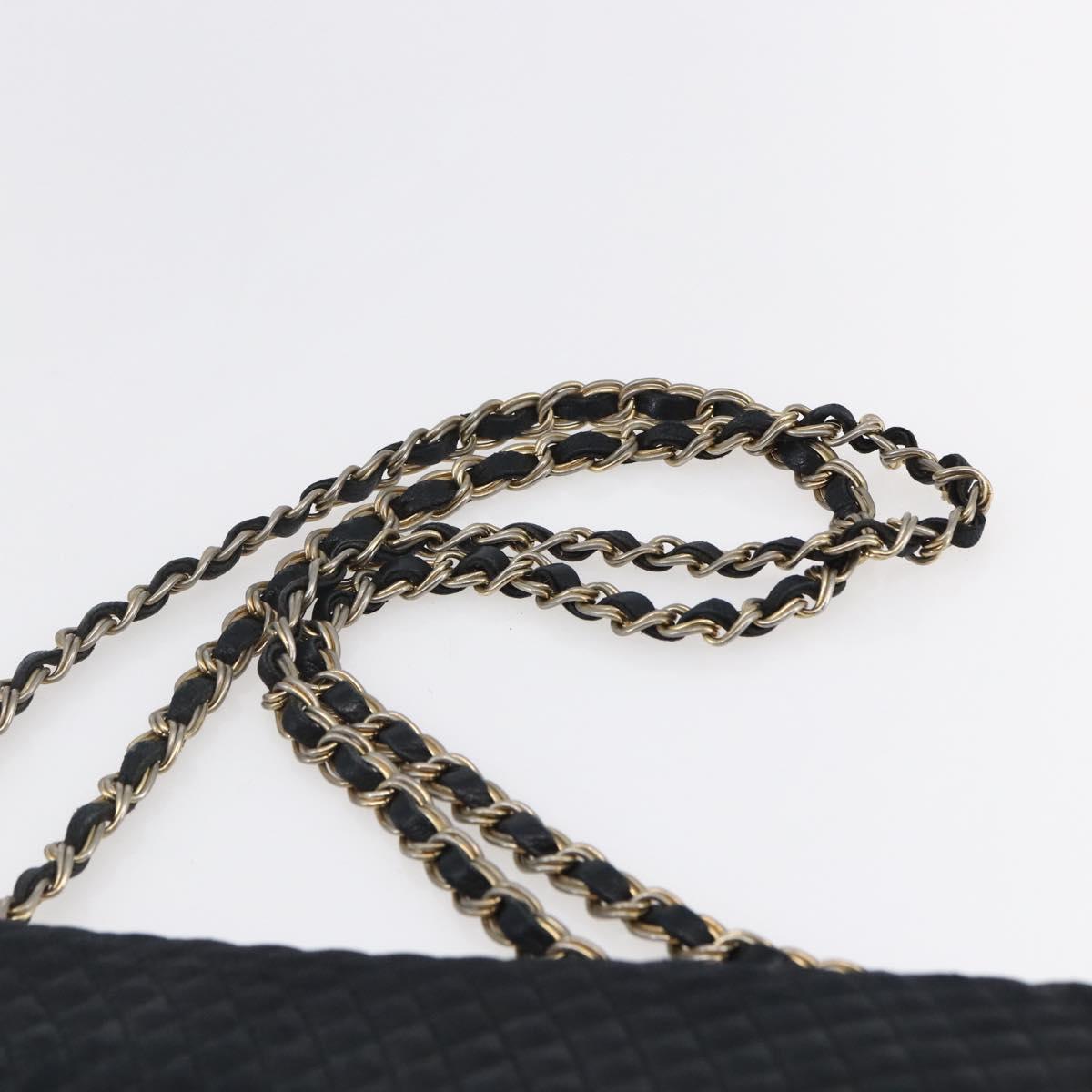 BALLY Chain Shoulder Bag Leather Black Gold Auth bs31195