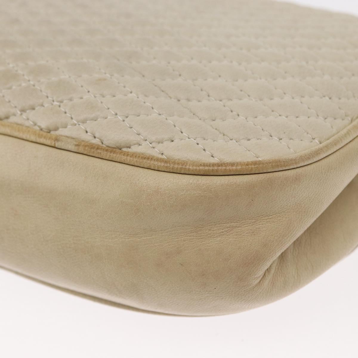 BALLY Chain Shoulder Bag Leather White Gold Auth bs31196