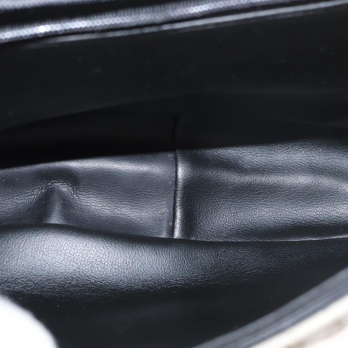 BALLY Chain Shoulder Bag Leather White Gold Auth bs31196