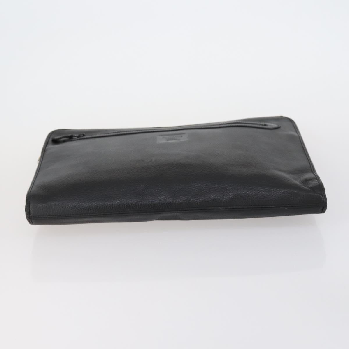 Burberrys Clutch Bag Leather 2 Set Black Brown Auth bs31198
