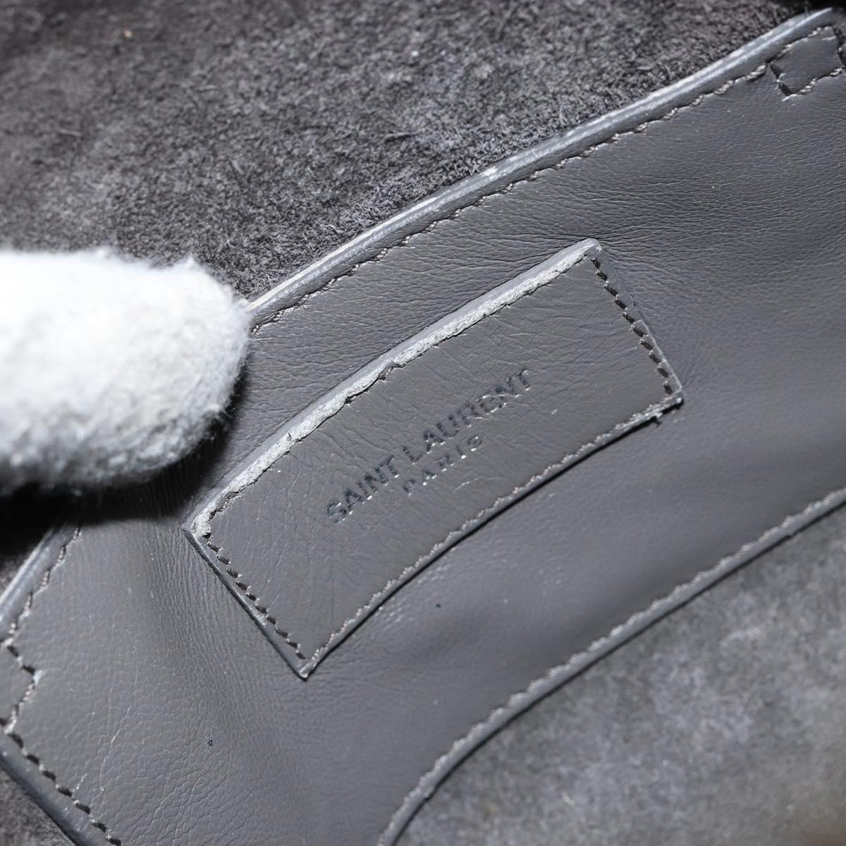 SAINT LAURENT Hand Bag Leather 2way Silver 297957 Auth bs31199