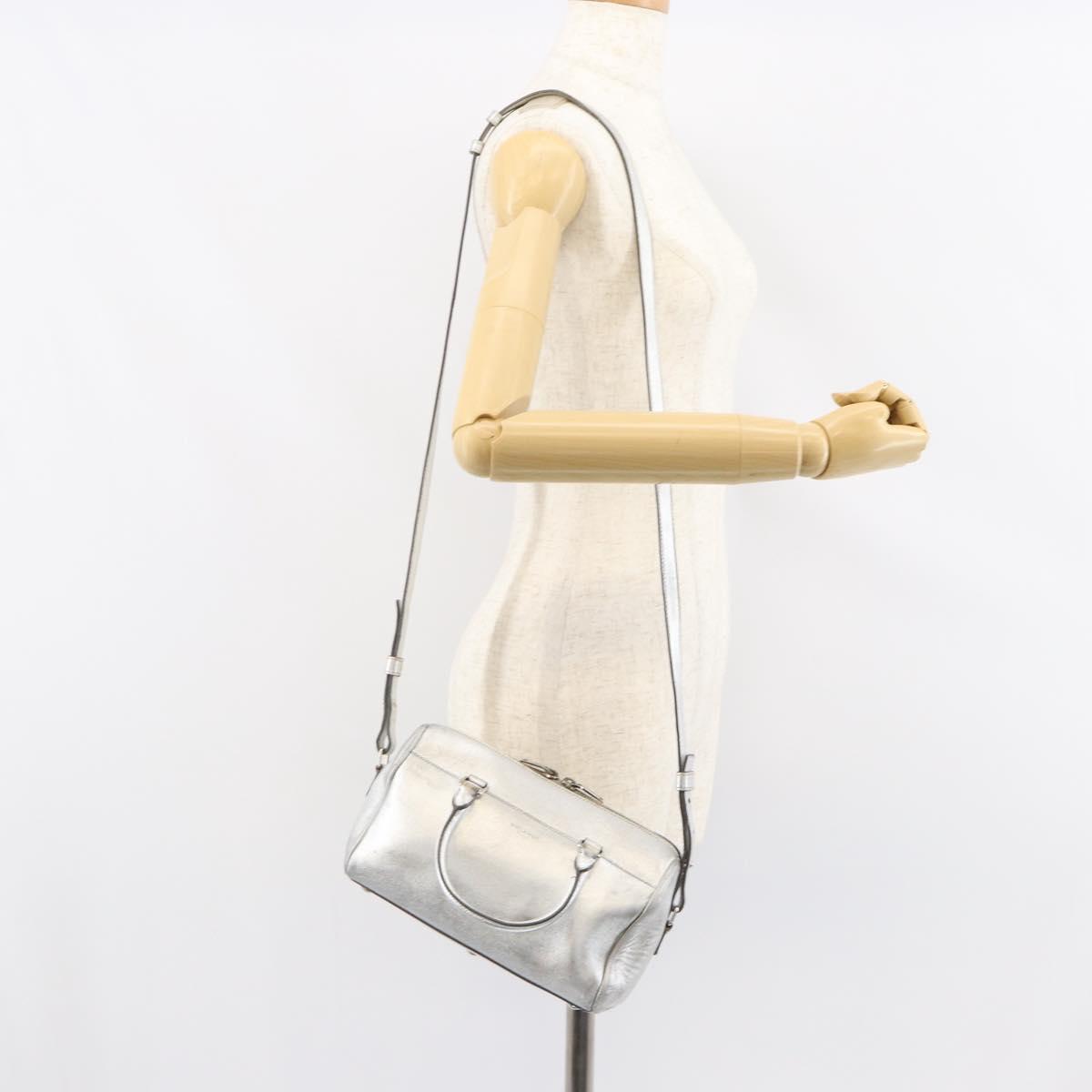 SAINT LAURENT Hand Bag Leather 2way Silver 297957 Auth bs31199