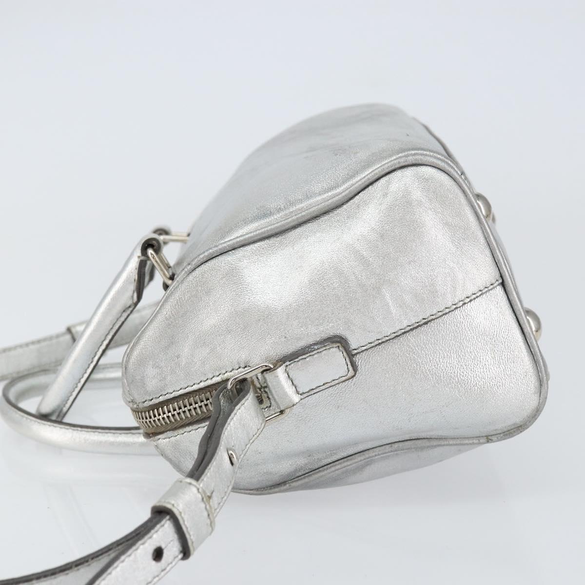 SAINT LAURENT Hand Bag Leather 2way Silver 297957 Auth bs31199