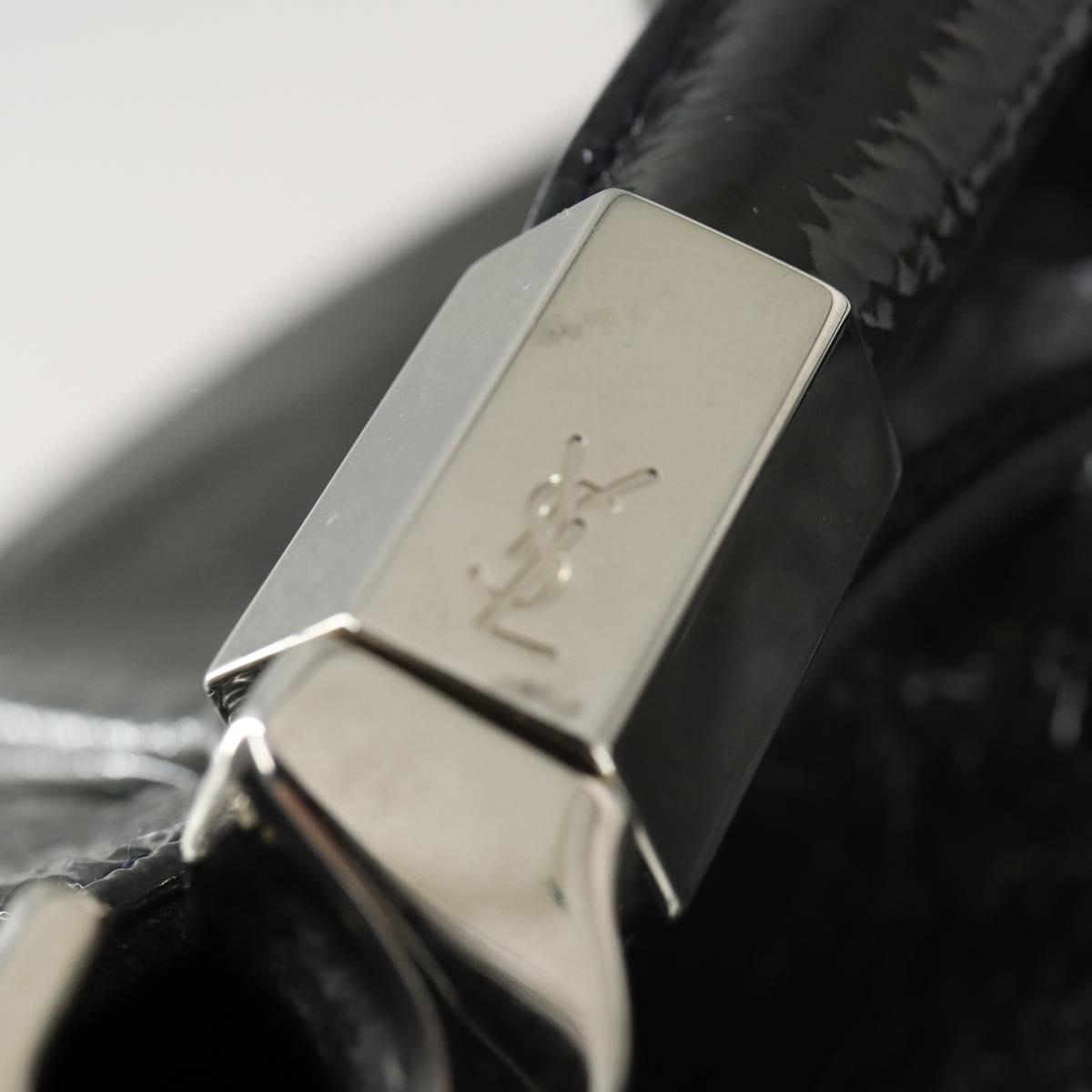 SAINT LAURENT Shoulder Bag Enamel Khaki Silver Auth bs31200