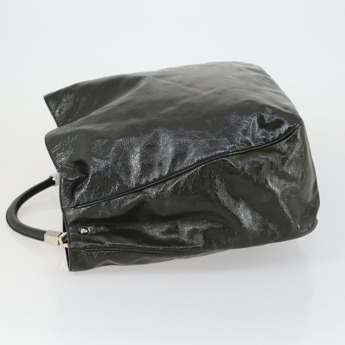 SAINT LAURENT Shoulder Bag Enamel Khaki Silver Auth bs31200