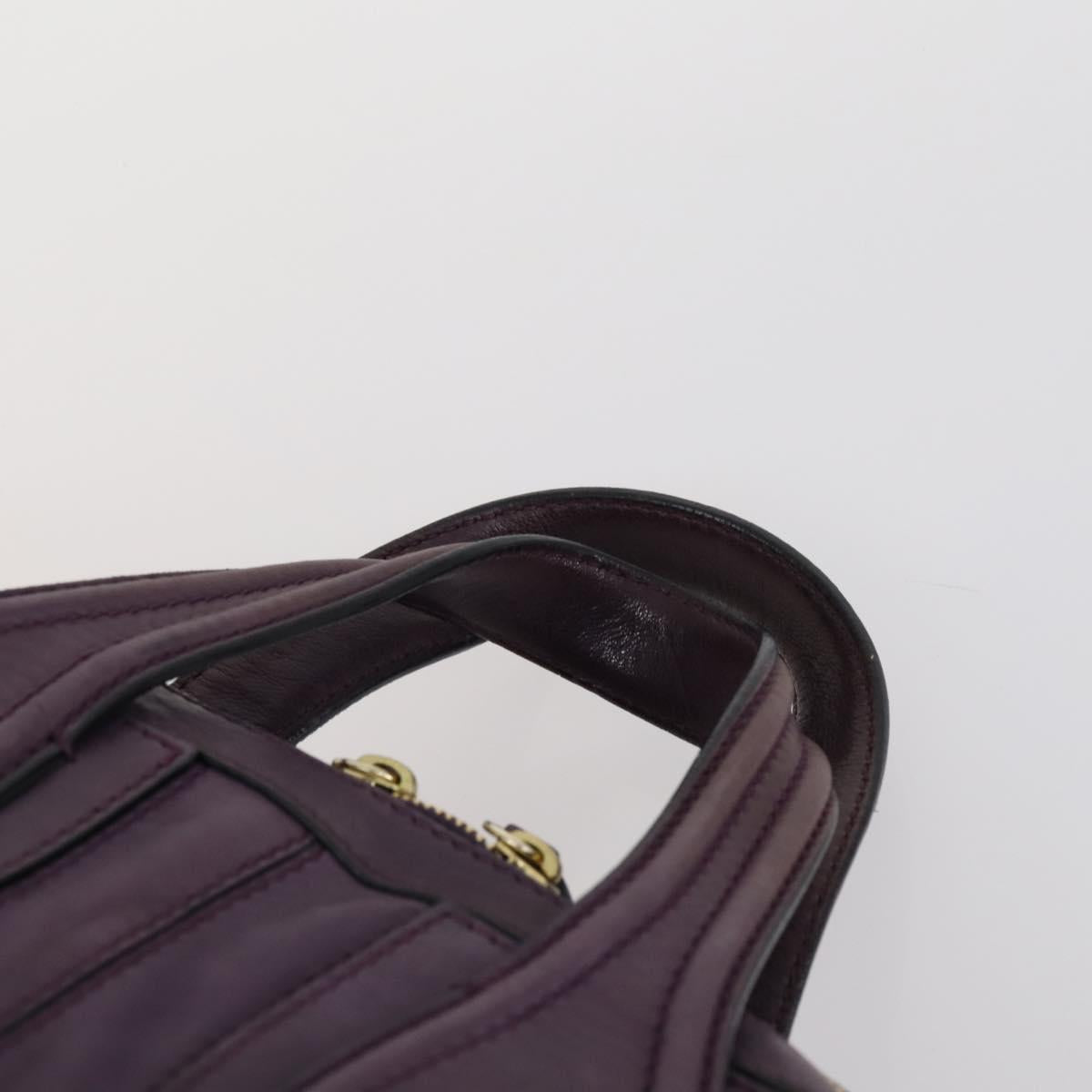 GIVENCHY Hand Bag Leather 2way Purple Gold Auth bs31201