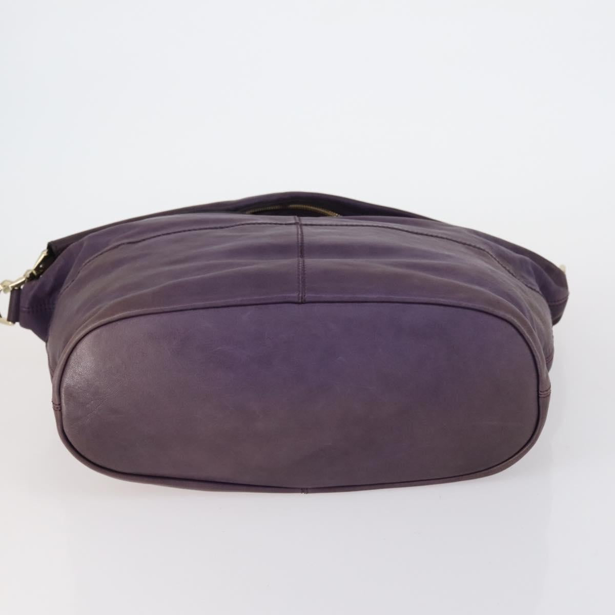 GIVENCHY Hand Bag Leather 2way Purple Gold Auth bs31201