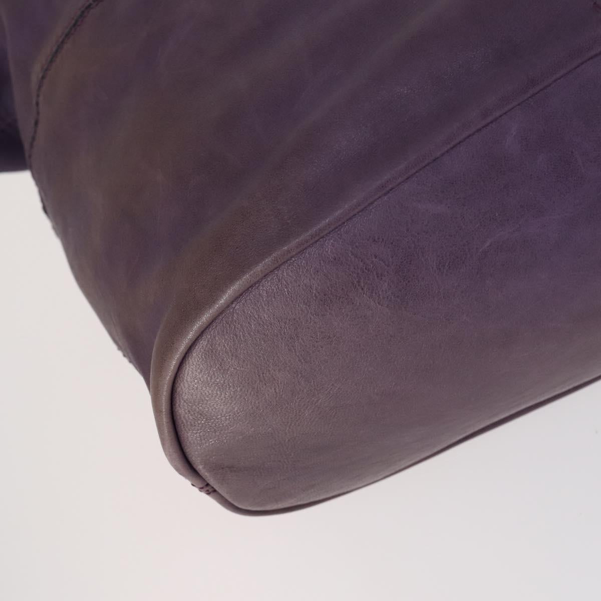 GIVENCHY Hand Bag Leather 2way Purple Gold Auth bs31201