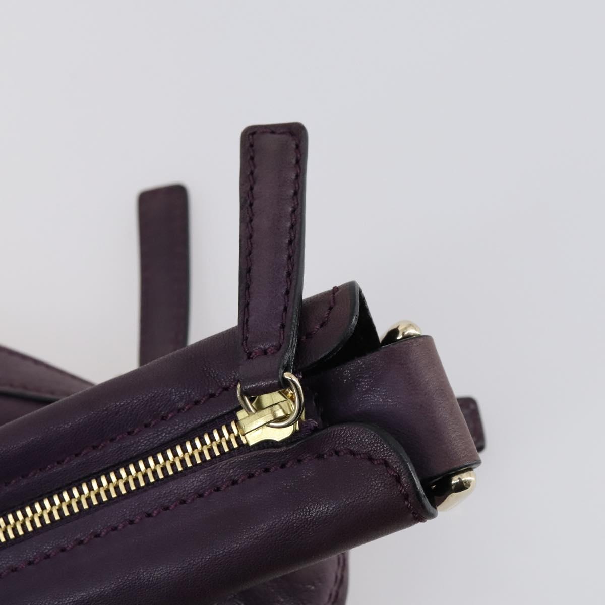 GIVENCHY Hand Bag Leather 2way Purple Gold Auth bs31201