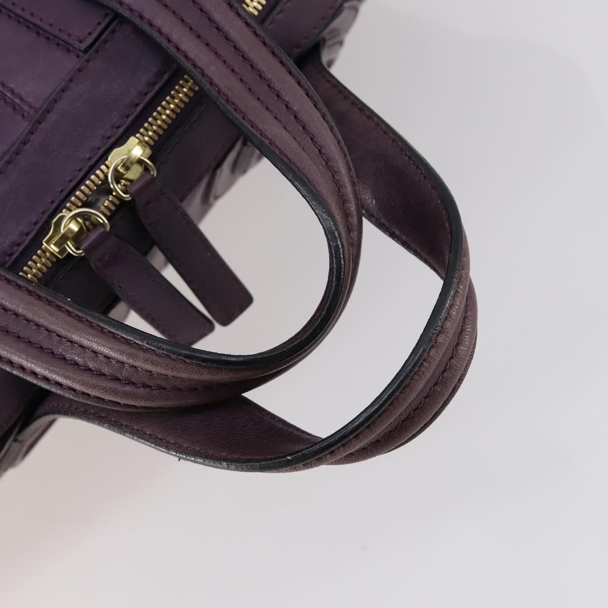GIVENCHY Hand Bag Leather 2way Purple Gold Auth bs31201