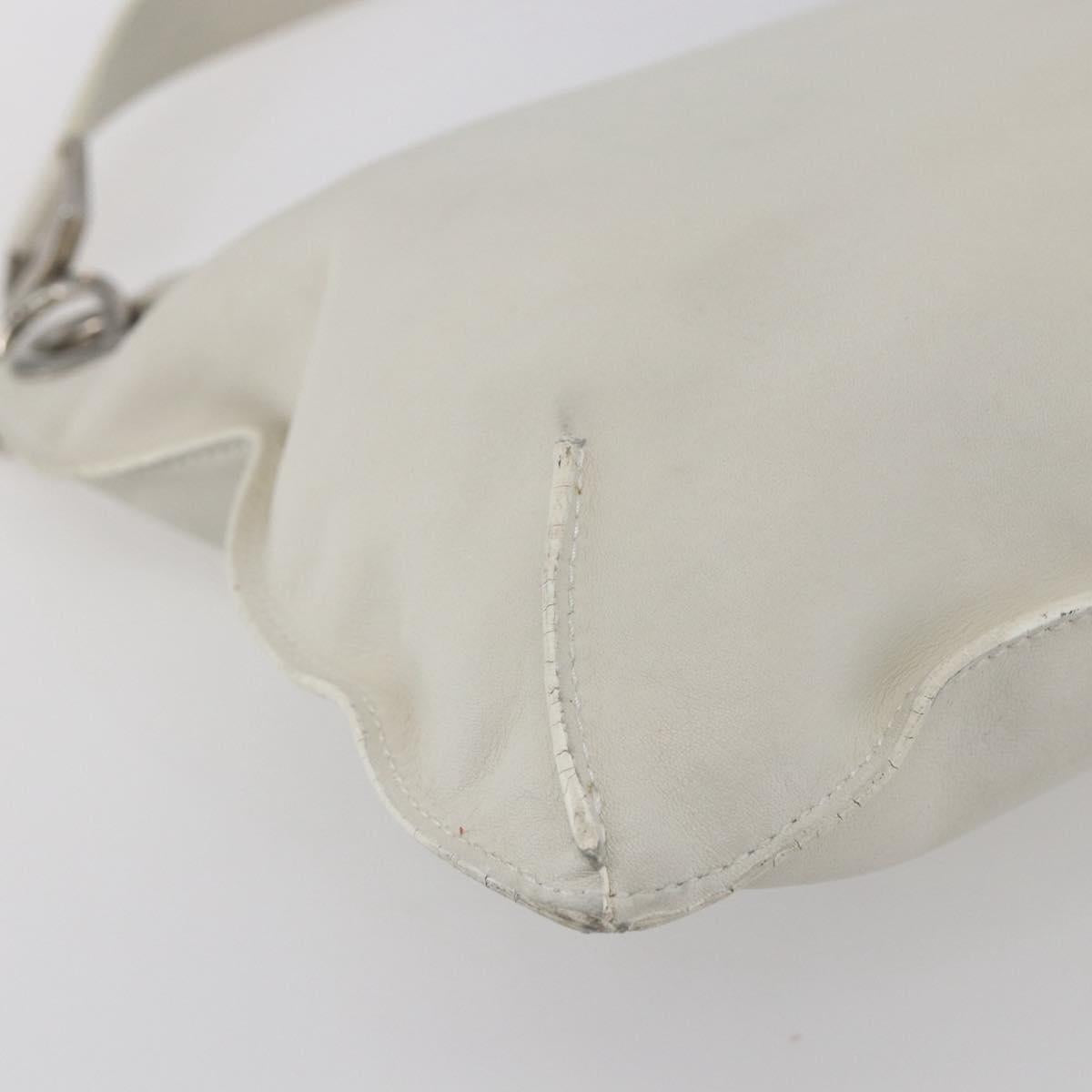 LOEWE Shoulder Bag Leather White Silver Auth bs31203