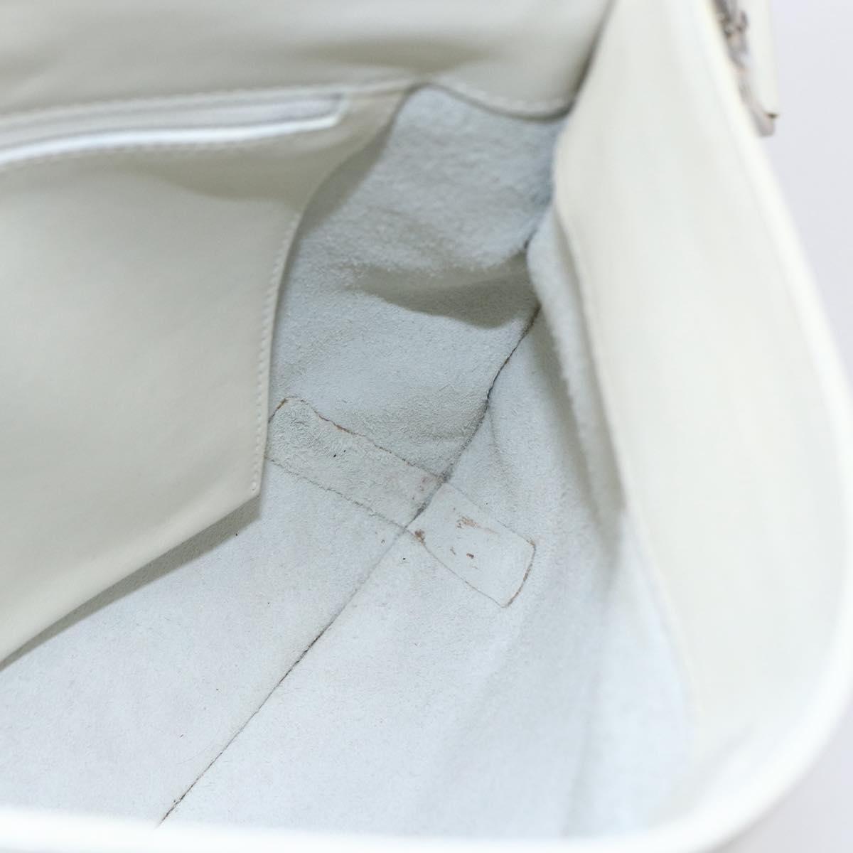 LOEWE Shoulder Bag Leather White Silver Auth bs31203