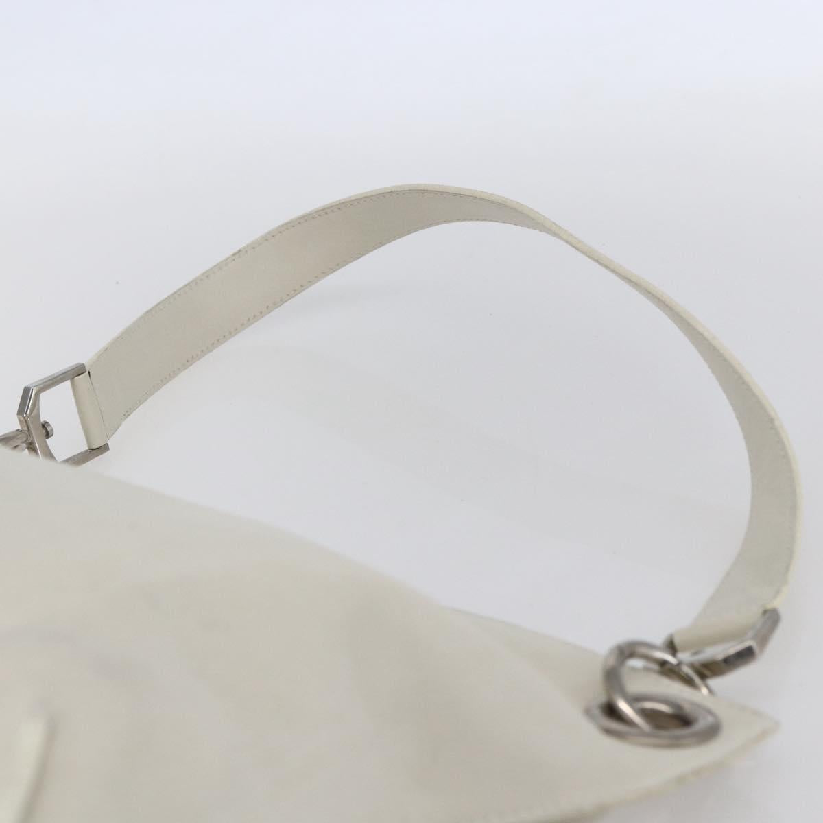 LOEWE Shoulder Bag Leather White Silver Auth bs31203