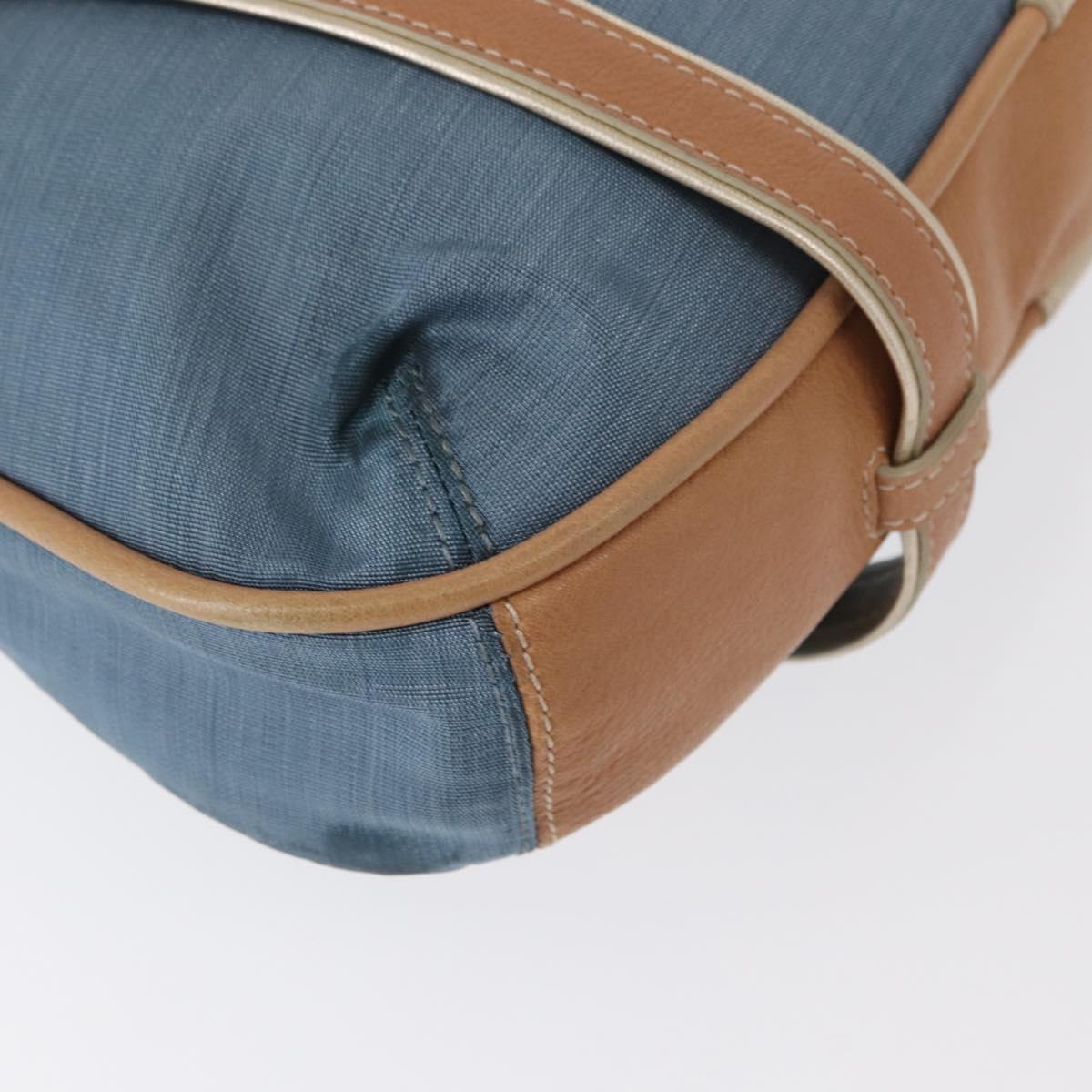 LOEWE Anagram Hand Bag Nylon Blue Gold Auth bs31204