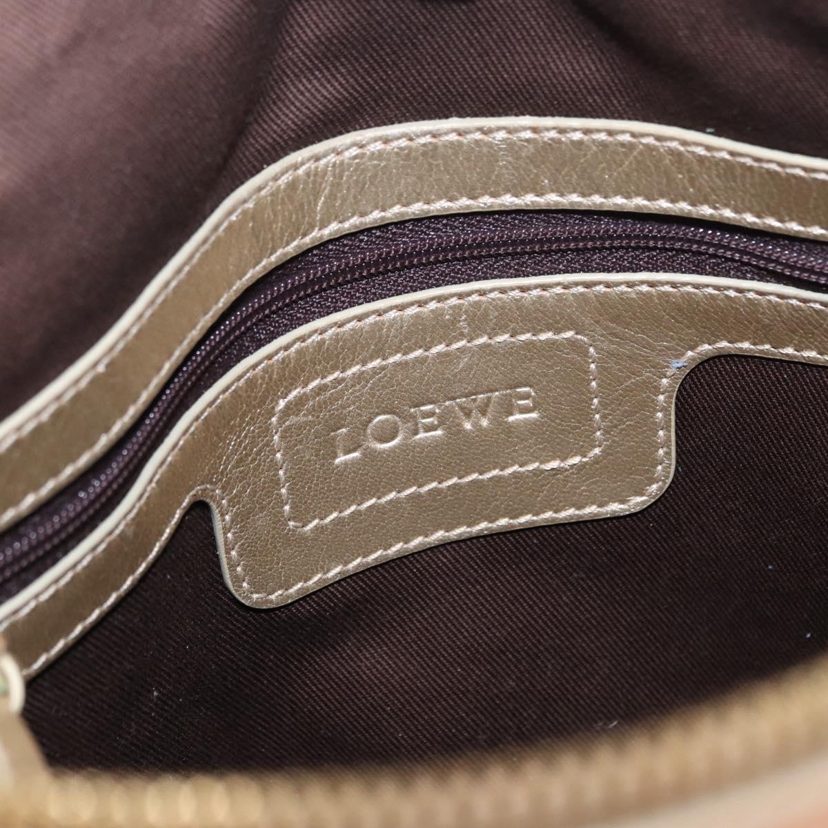 LOEWE Anagram Hand Bag Nylon Blue Gold Auth bs31204