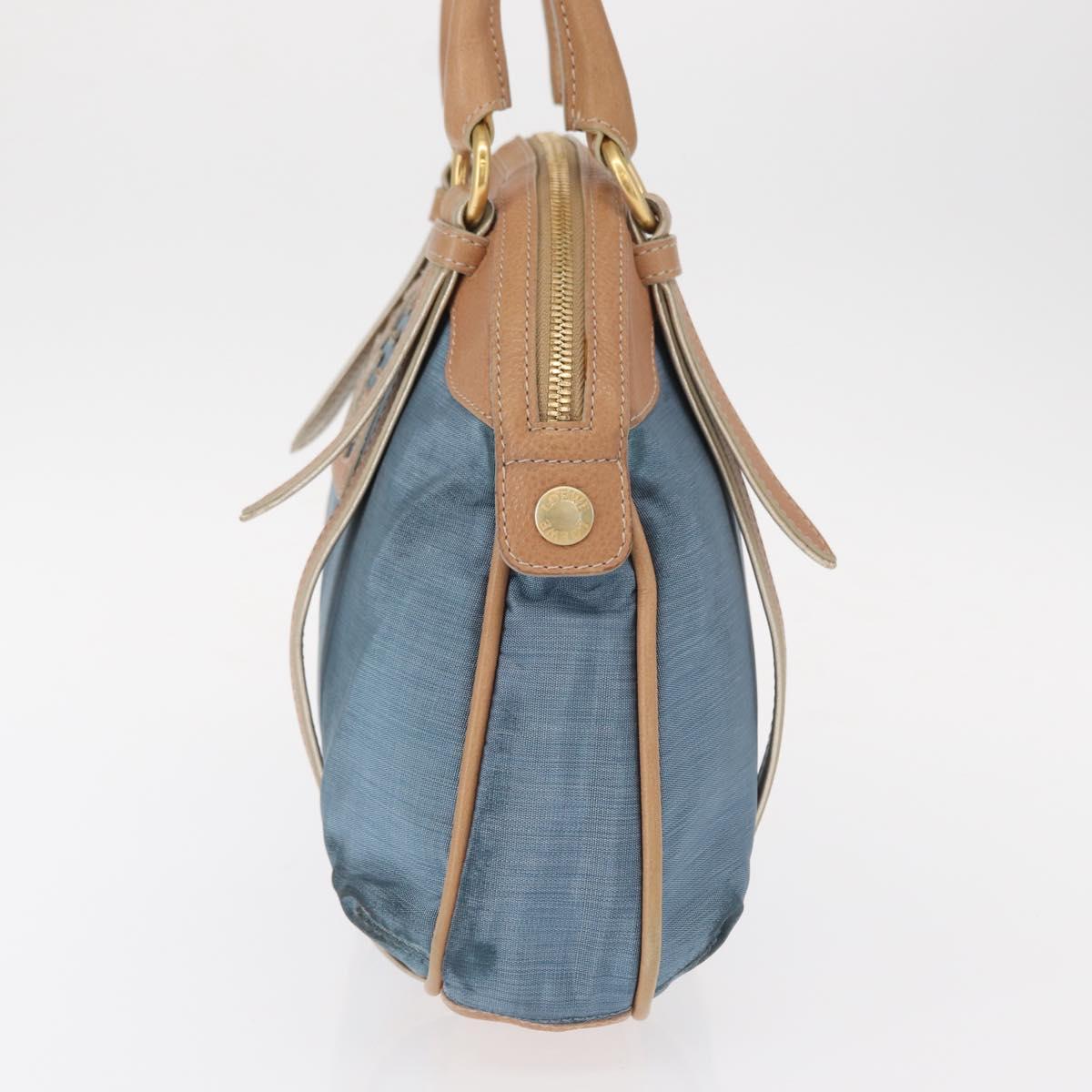 LOEWE Anagram Hand Bag Nylon Blue Gold Auth bs31204