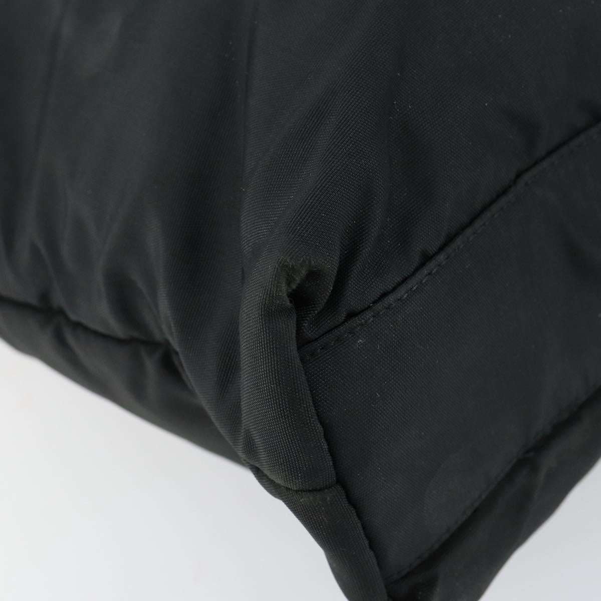 LOEWE Tote Bag Nylon Leather Black Silver Auth bs31205