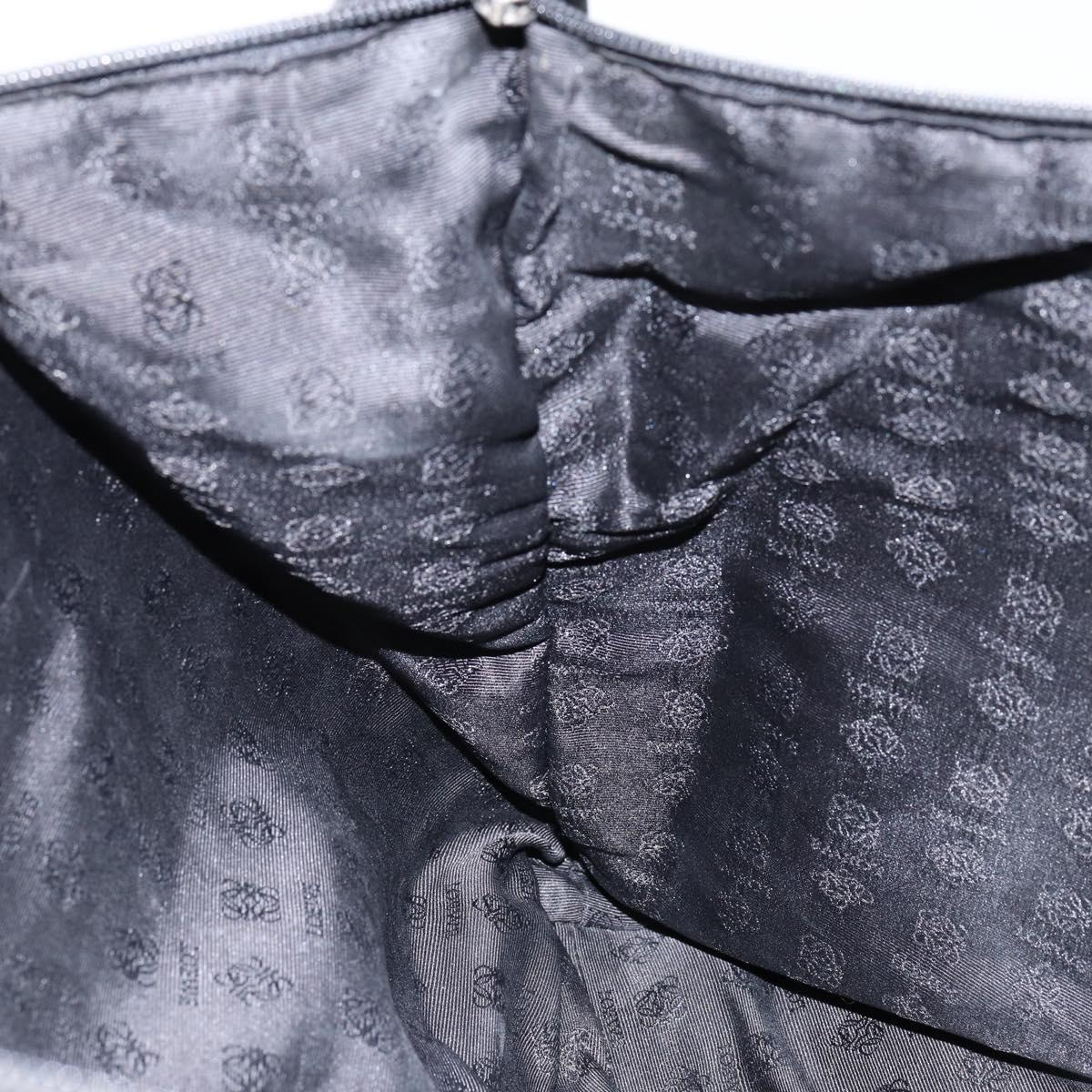 LOEWE Tote Bag Nylon Leather Black Silver Auth bs31205