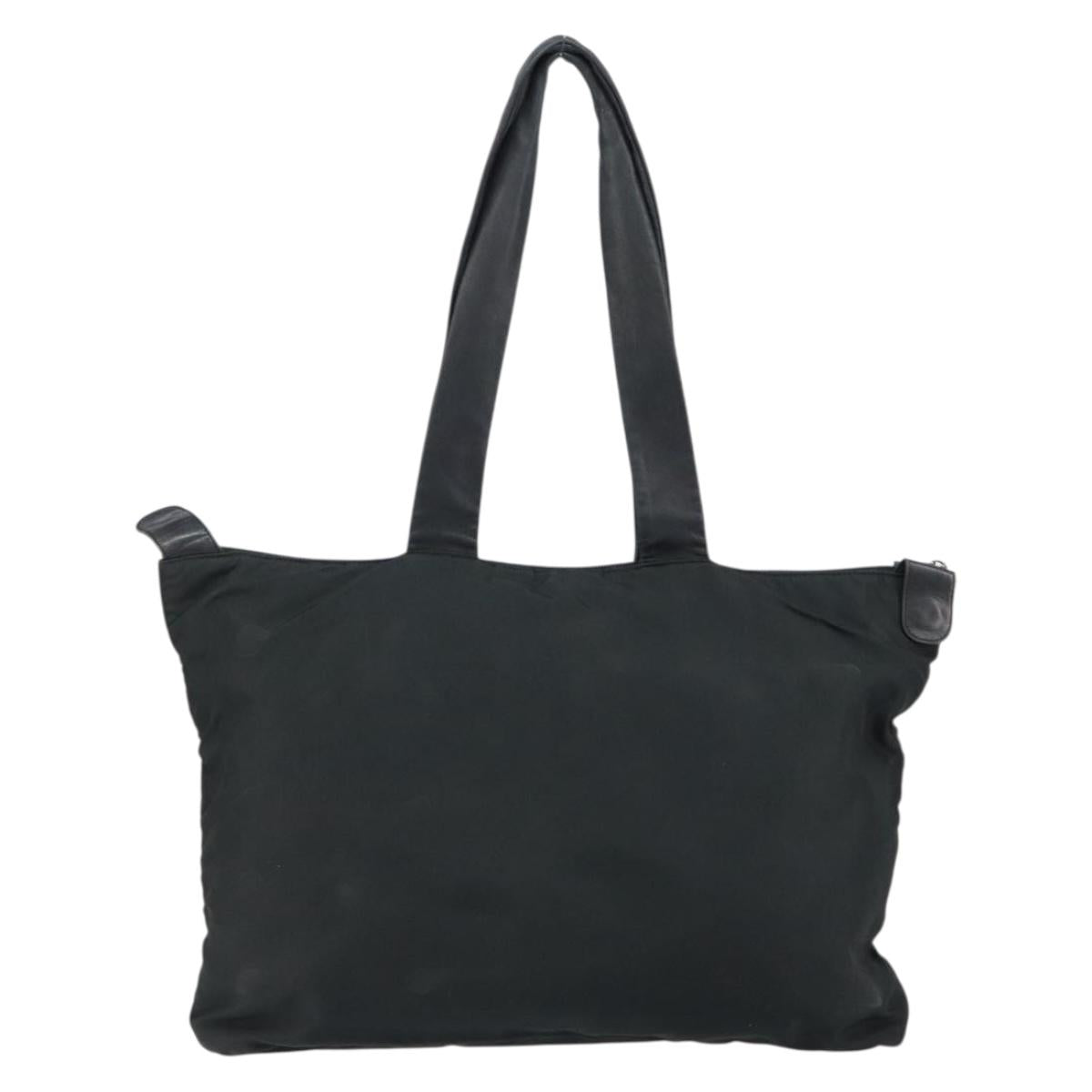 LOEWE Tote Bag Nylon Leather Black Silver Auth bs31205