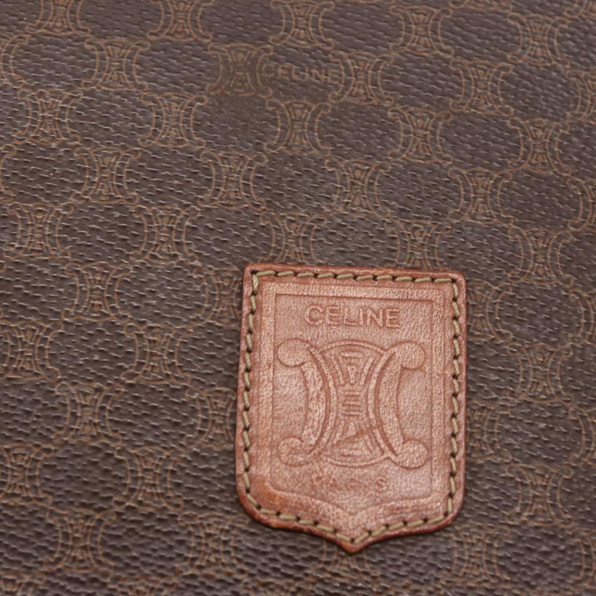 CELINE Macadam Canvas Shoulder Bag PVC Leather Brown Gold Auth bs31207