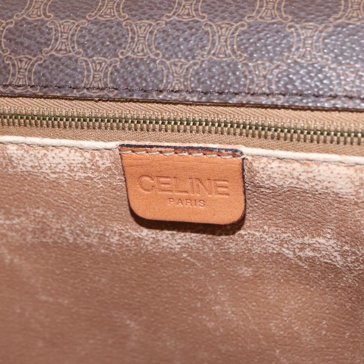 CELINE Macadam Canvas Shoulder Bag PVC Leather Brown Gold Auth bs31207