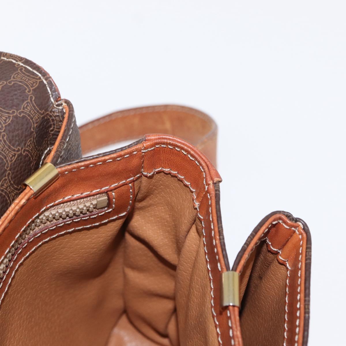 CELINE Macadam Canvas Shoulder Bag PVC Leather Brown Gold Auth bs31208