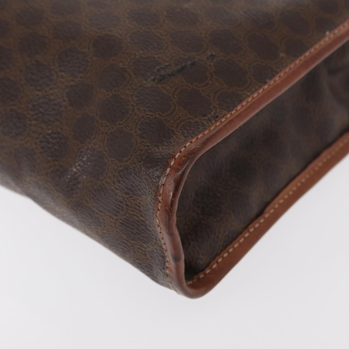 CELINE Macadam Canvas Clutch Bag PVC Leather Brown Gold Auth bs31209