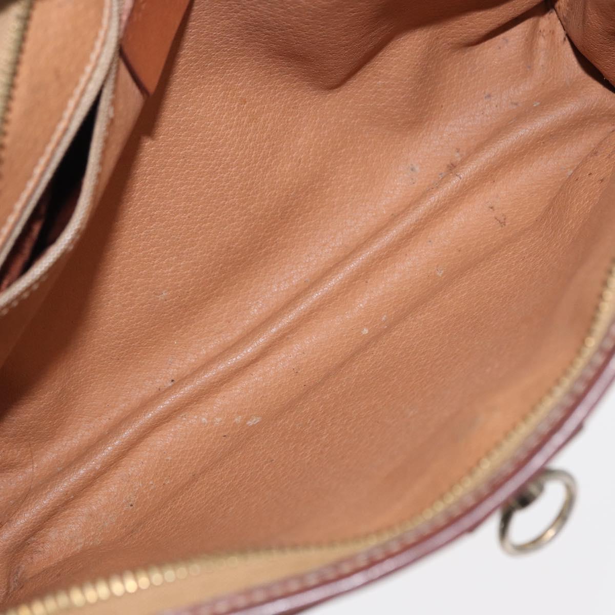 CELINE Macadam Canvas Clutch Bag PVC Leather Brown Gold Auth bs31209