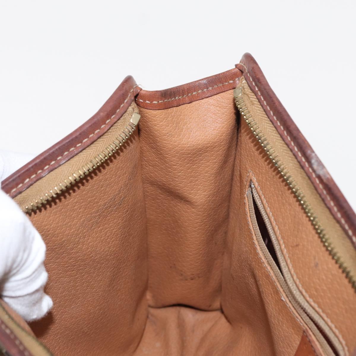 CELINE Macadam Canvas Clutch Bag PVC Leather Brown Gold Auth bs31209