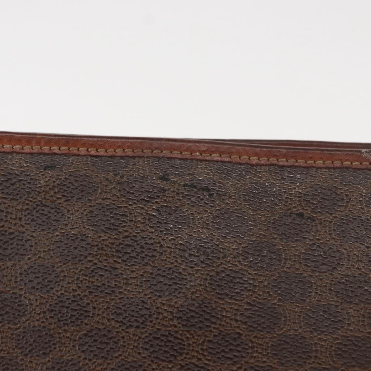 CELINE Macadam Canvas Clutch Bag PVC Leather Brown Gold Auth bs31209