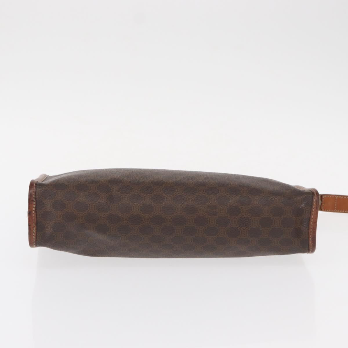 CELINE Macadam Canvas Clutch Bag PVC Leather Brown Gold Auth bs31209