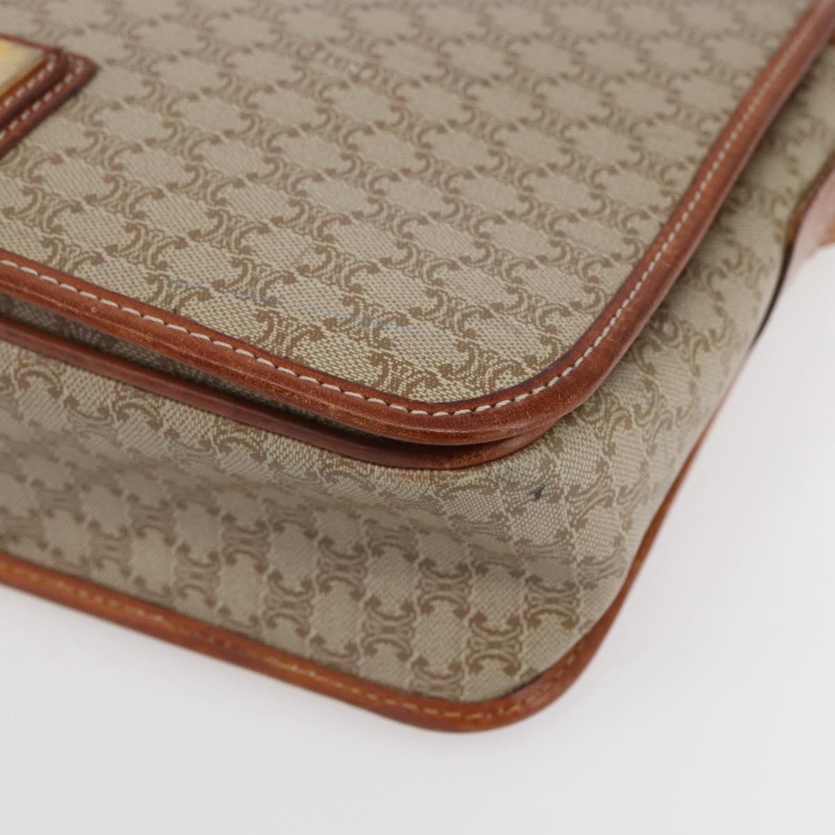 CELINE Macadam Canvas Shoulder Bag PVC Beige Gold Auth bs31210