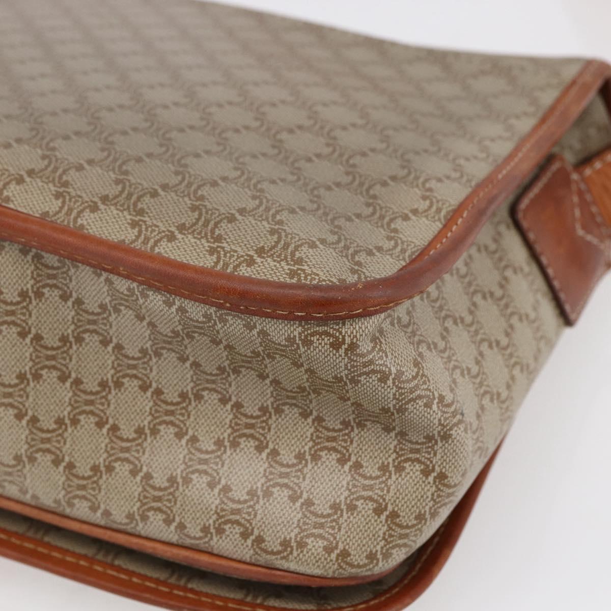 CELINE Macadam Canvas Shoulder Bag PVC Beige Gold Auth bs31210