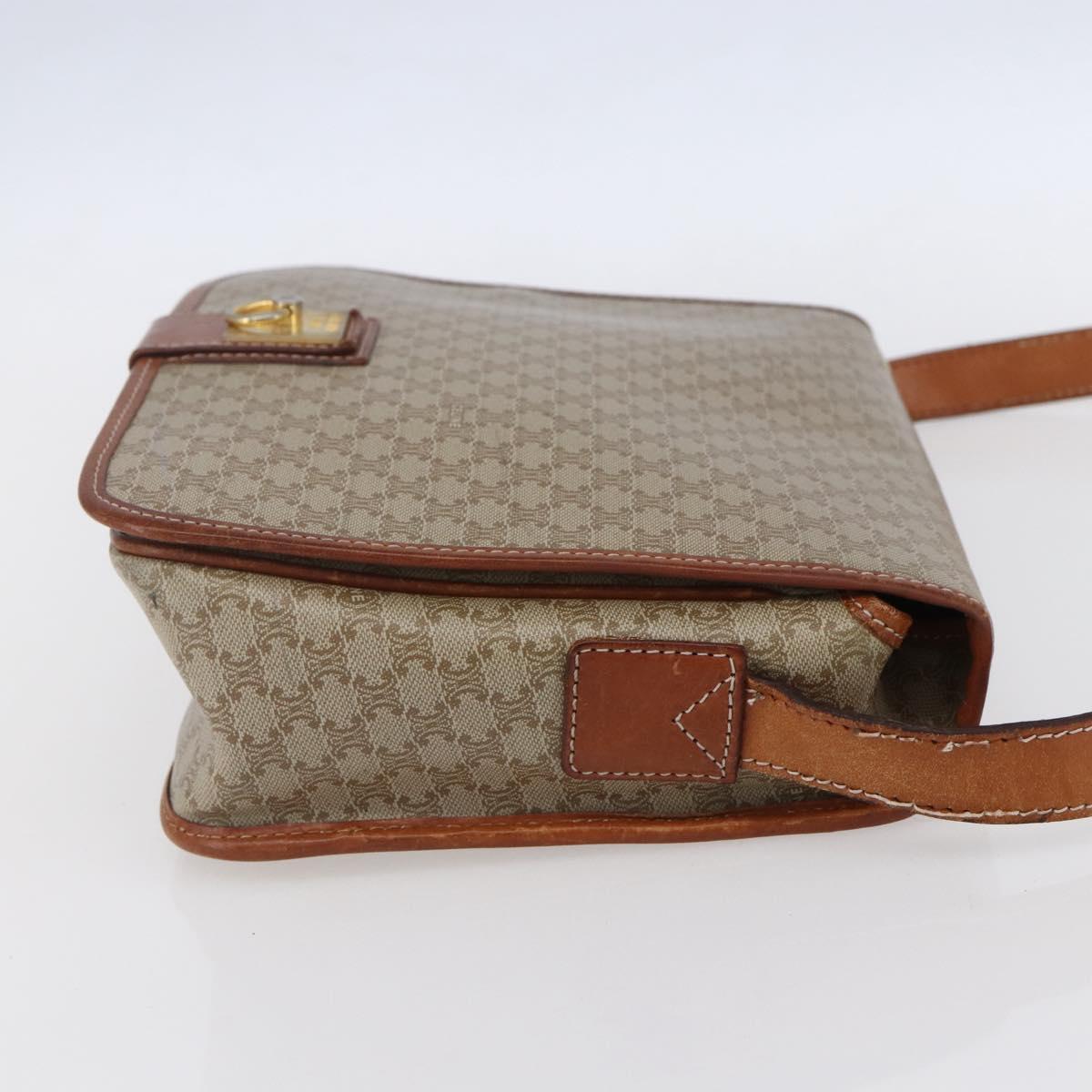 CELINE Macadam Canvas Shoulder Bag PVC Beige Gold Auth bs31210