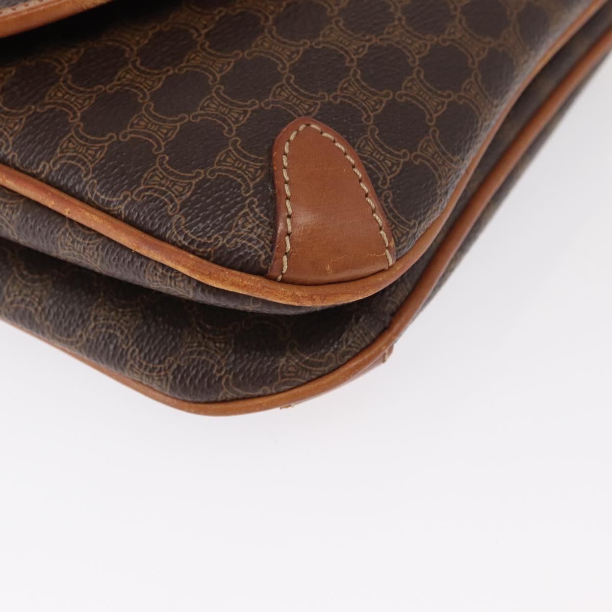 CELINE Macadam Canvas Shoulder Bag PVC Leather Brown Gold Auth bs31211